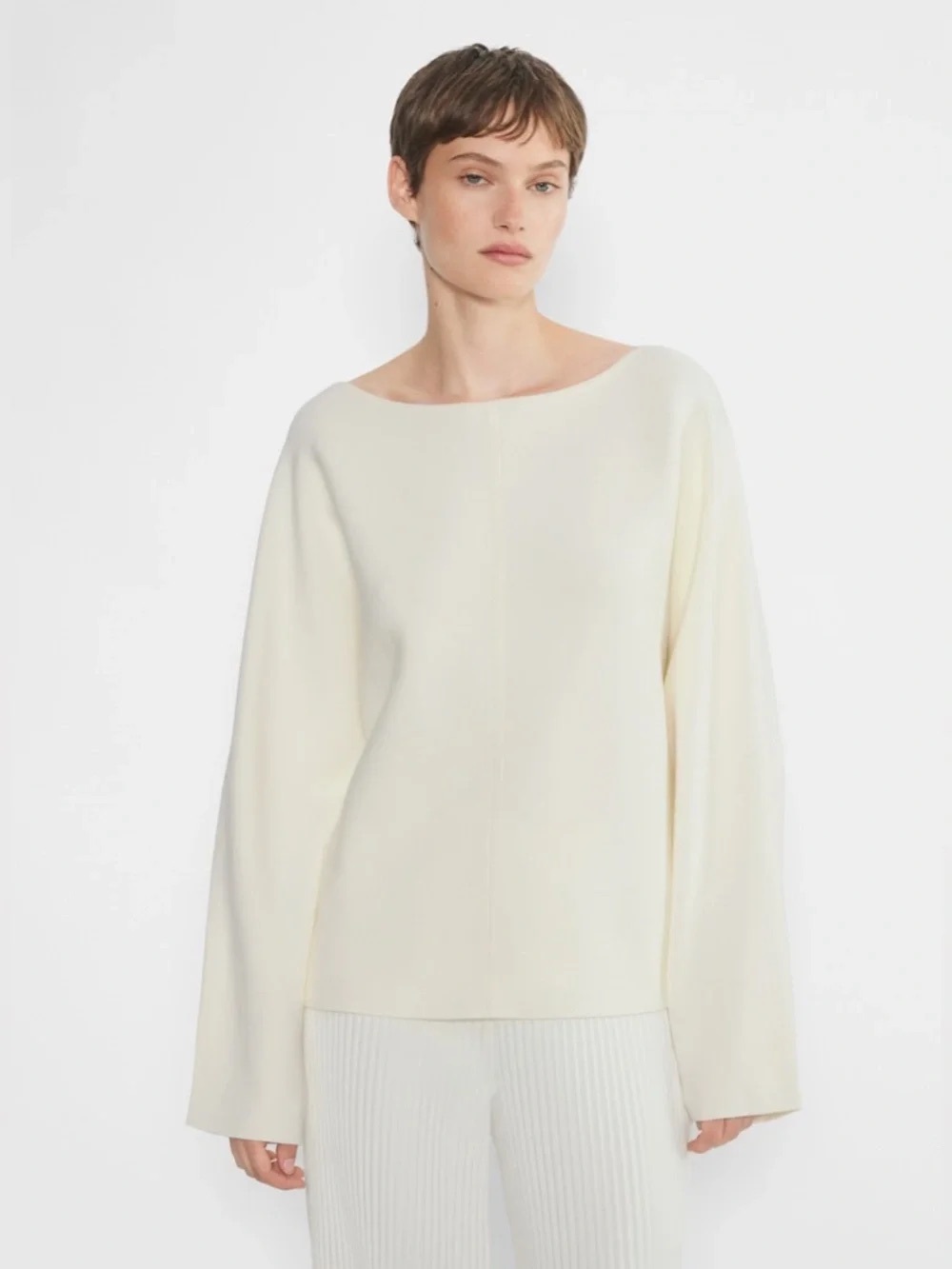 NWT Aritiza Babaton Cream Off-the-Shoulder Boatneck Sweater